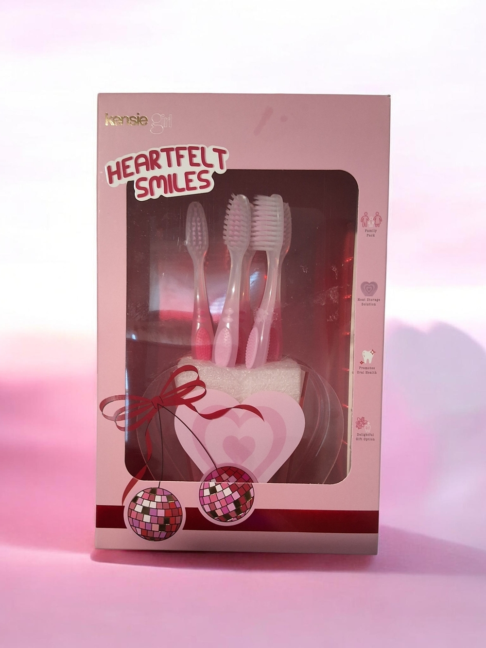 Kensie Girl Heartfelt Smiles Pink Toothbrush Gift Set
